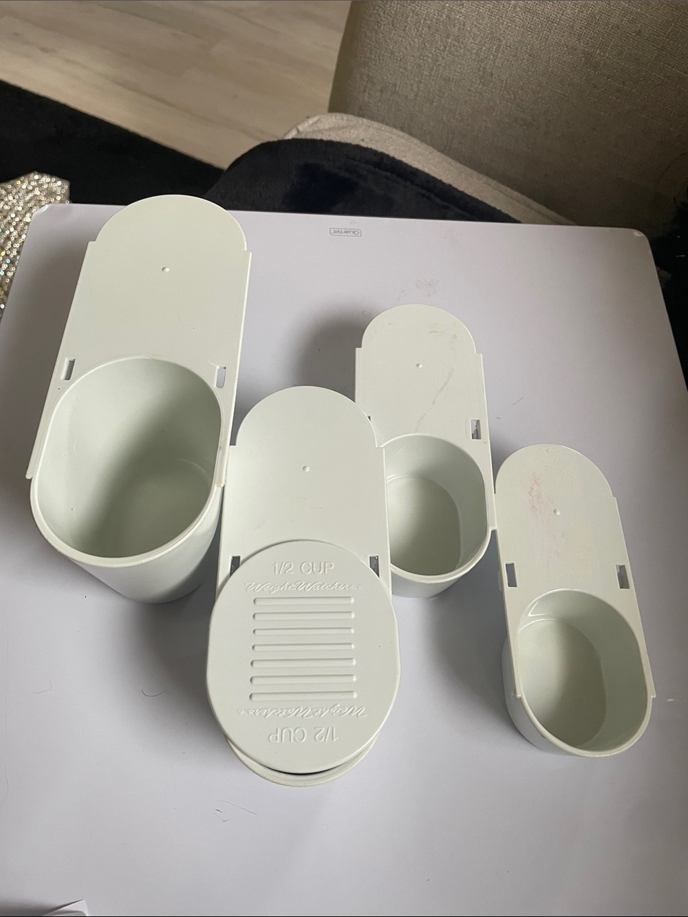 Weight Watchers White Stackable Plastic Measuring Scoop Set